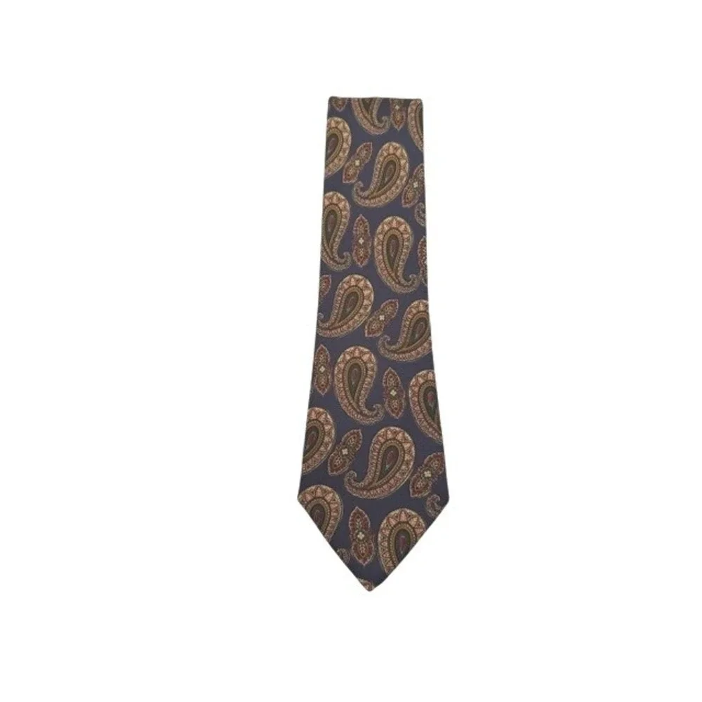 Vintage Richel de Luxe Mens Paisley Silk Tie Blue Red Gold Hand Made in Spain‎